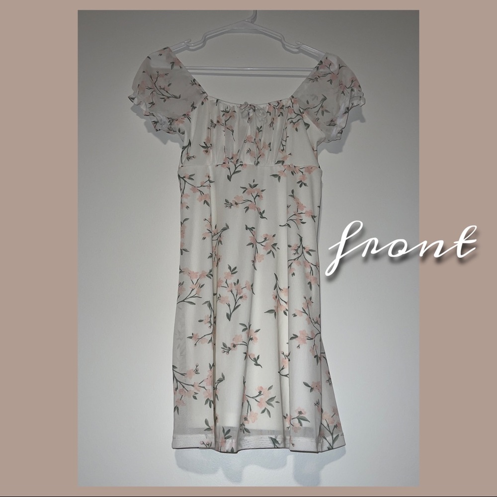 Cherry Blossom Babydoll Mini Dress w/ Ruching